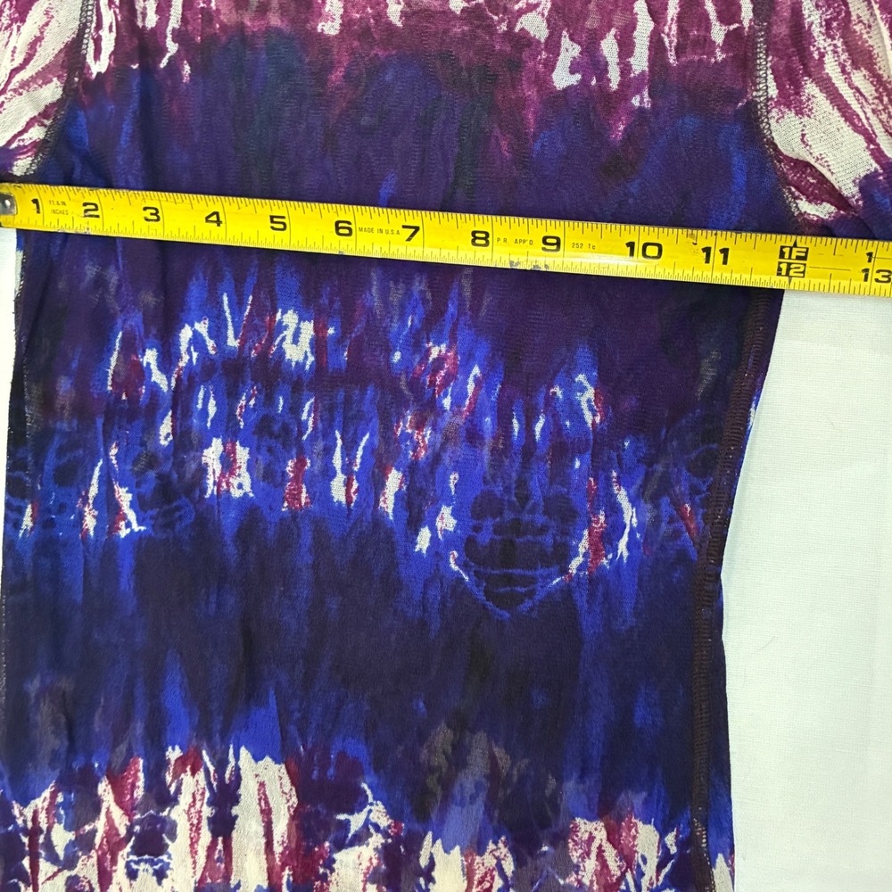 Karen Kane Sheer Mesh Tie Dye Top Women‎ Small Long Sleeve Layering Y2K Grunge - Picture 7 of 10